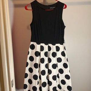 Black and white polka dot dress.